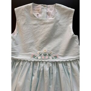 Strasburg Girls Embroidered Floral Dress Size 10 Mint Green Lined 100% Cotton